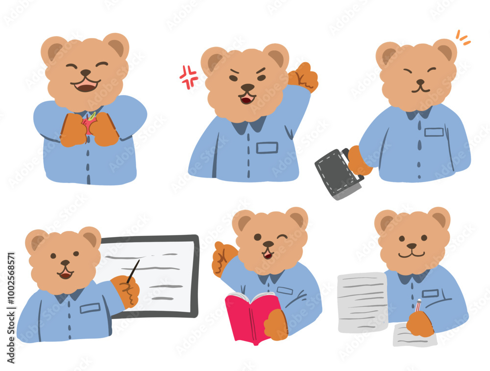 Collection of Cute Bear School and Education Character Illustration Vector Elements Collection of Cute Bear School and Education Character Illustration Vector Elements