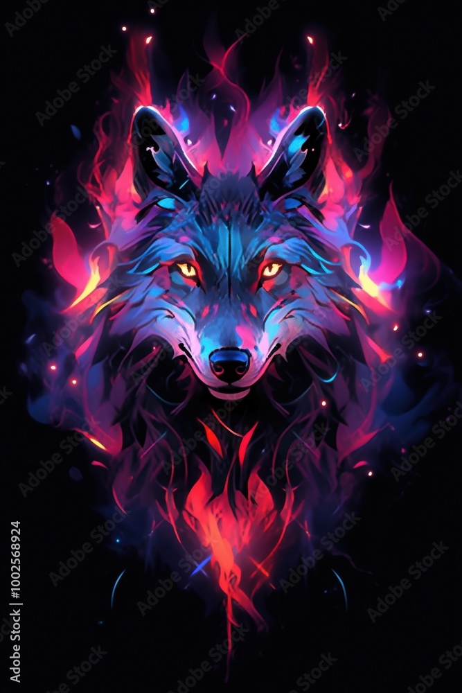 Fototapeta Fiery Wolf