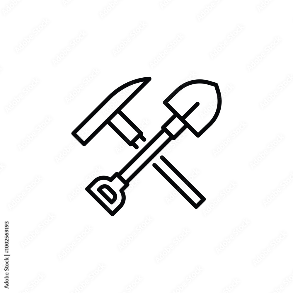 Archaeology tools icon. Outline of essential excavation tools, commonly used in archaeological digs. Ideal for projects related to history, archaeology, and excavations. Vector illustration Archaeology tools icon. Outline of essential excavation tools, commonly used in archaeological digs. Ideal for projects related to history, archaeology, and excavations. Vector illustration