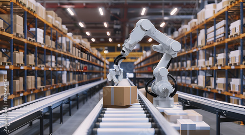 A robotic arm on a factory packaging line