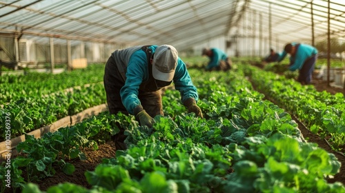 Harvesting Vegetables in a Greenhouse Setting