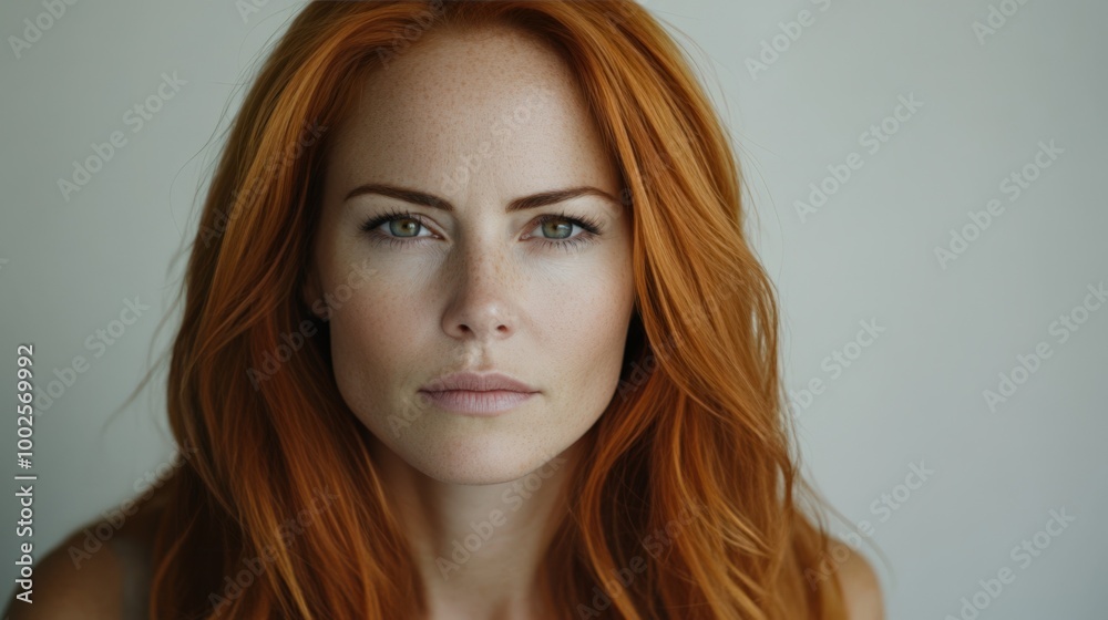 Freckled Redhead Girl with Thoughtful Expression Freckled Redhead Girl with Thoughtful Expression