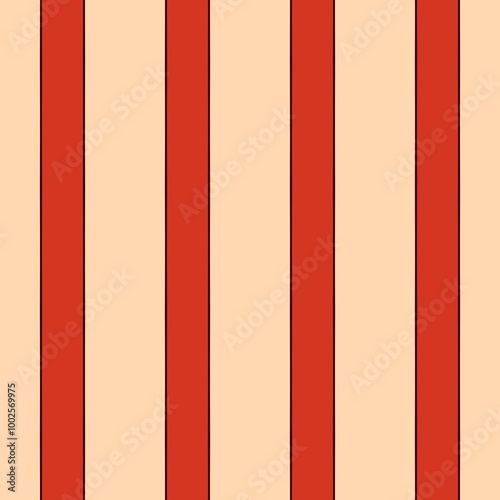 Vertical Line Pattern. Red Cream Classic Retro Elegant Line. Natural Thick Thin Striped Line. Continuous Upright Line Background Illustration.