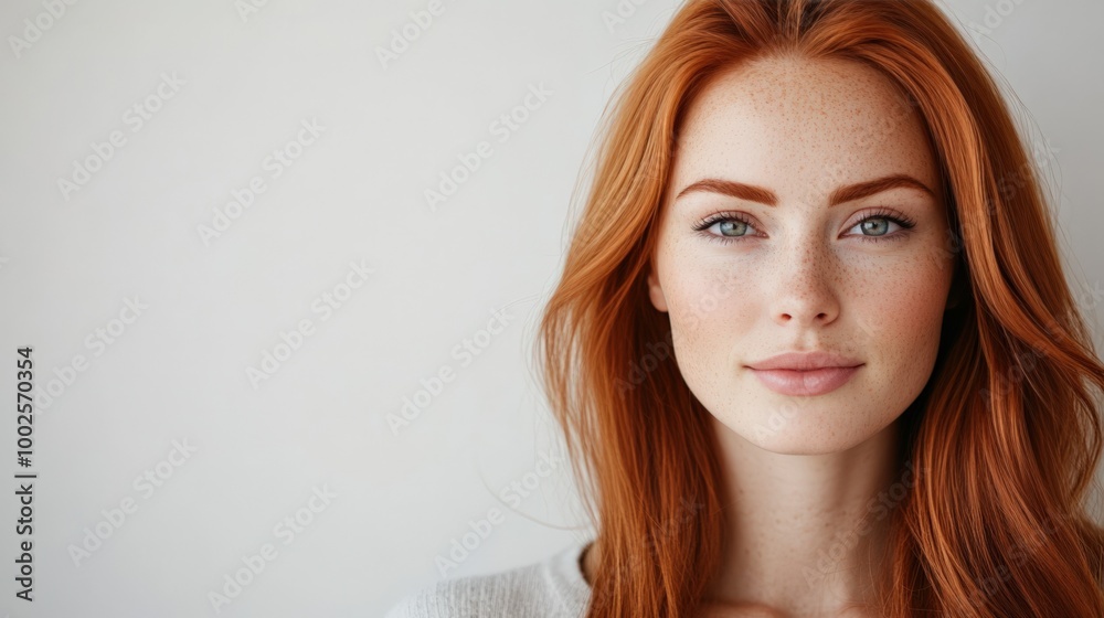 Naklejka premium Youthful Red-Haired Girl in Focus