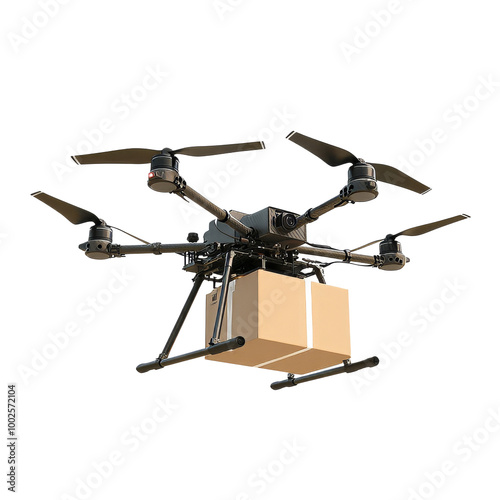Drone delivering packages in urban environment