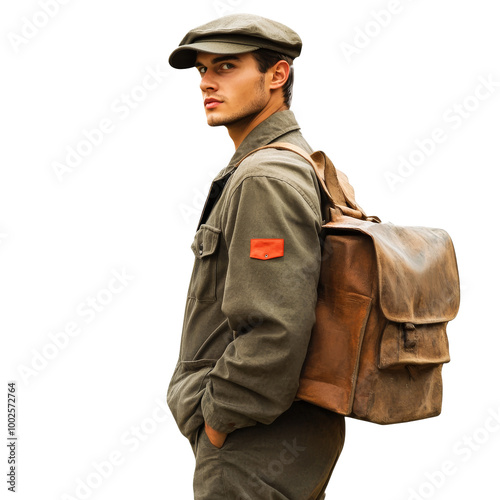 Young man in vintage style outdoors