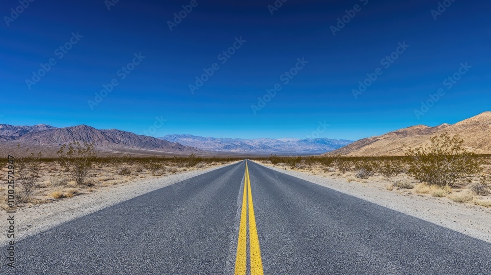Open Road Stretching into Clear Desert Sky