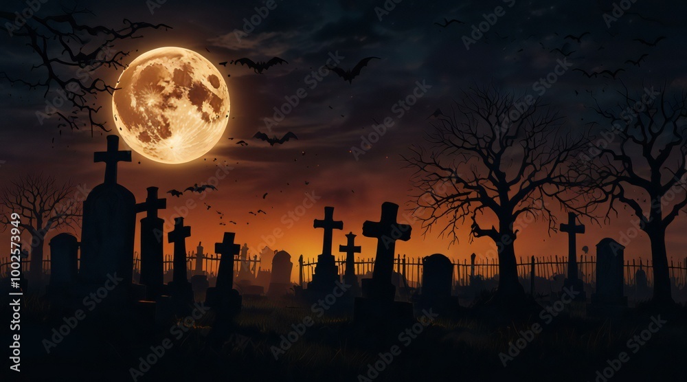halloween night scene with moon halloween night scene with moon