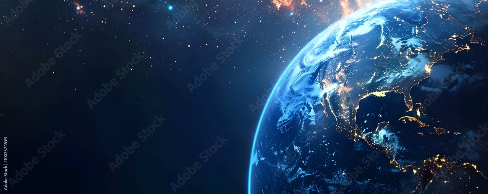 Obraz premium Planetary Constellations A Celestial Map of Earth s Illuminated Cities