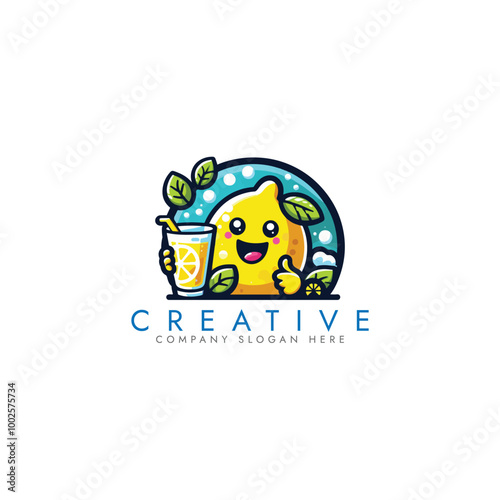 Lemon juice logo design vector