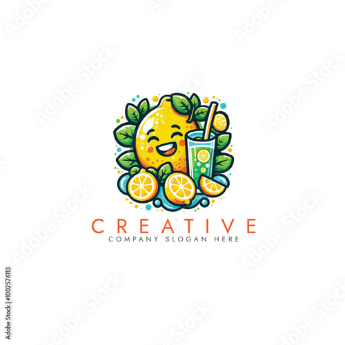 Lemon juice logo design vector
