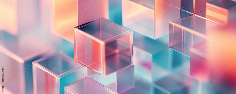 Abstract 3D glass cubes with pastel colors Abstract 3D glass cubes with pastel colors