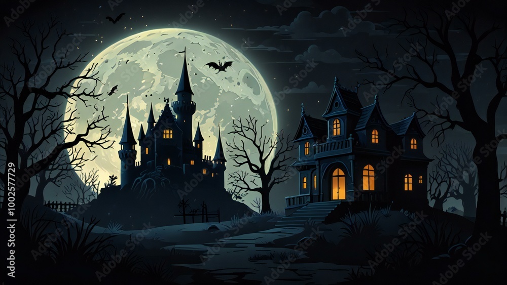 halloween background with house halloween background with house
