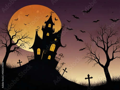 halloween background with house photo