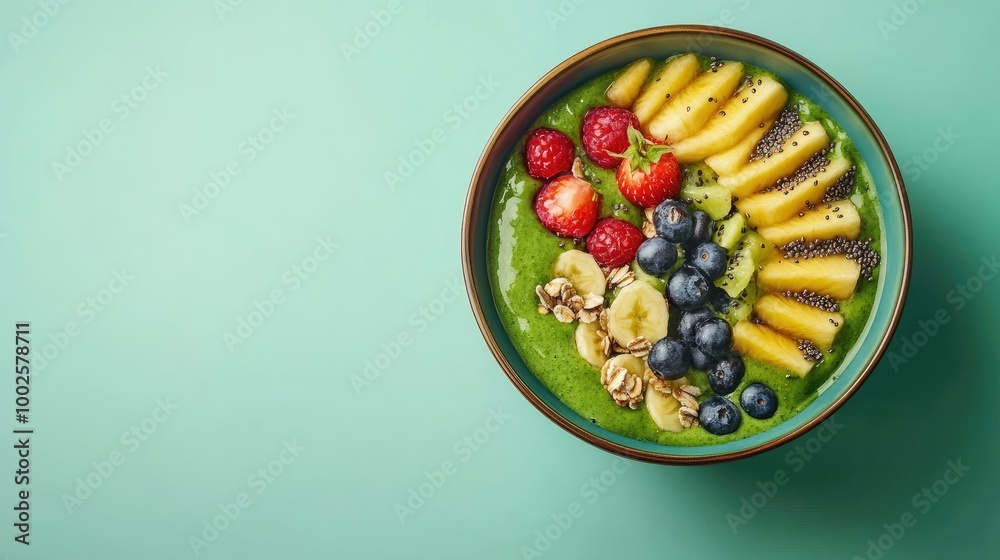 Refreshing Green Smoothie Bowl with Fresh Fruits Refreshing Green Smoothie Bowl with Fresh Fruits