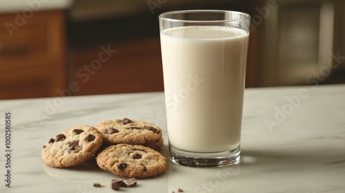 A handmade cookie and a drink of dairy milk