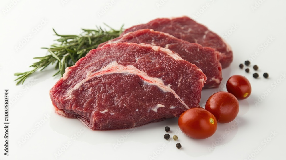 A whole cut of horse meat displayed on a white background, highlighting the quality and freshness of the meat, ideal for specialty butchery concepts. A whole cut of horse meat displayed on a white background, highlighting the quality and freshness of the meat, ideal for specialty butchery concepts.