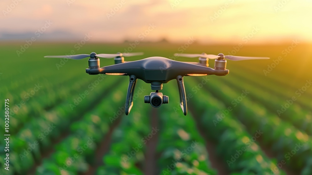 AI-powered drones monitoring nutrient levels in crops on a vast smart farm, optimizing growth and yield, smart agriculture, food technology innovation AI-powered drones monitoring nutrient levels in crops on a vast smart farm, optimizing growth and yield, smart agriculture, food technology innovation