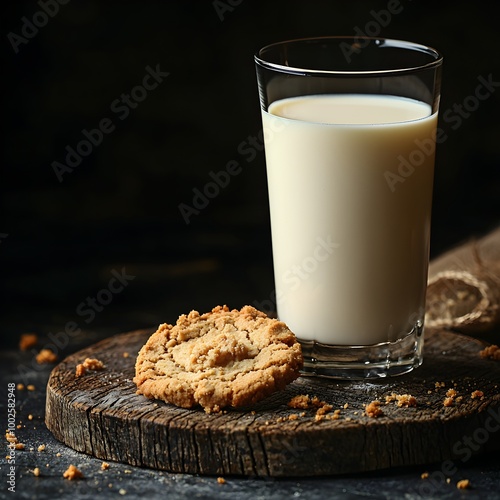 Photo of a Glass of Milk with Cookies