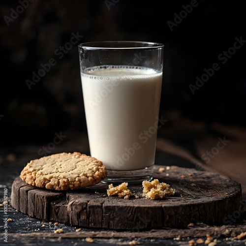 Photo of a Glass of Milk with Cookies