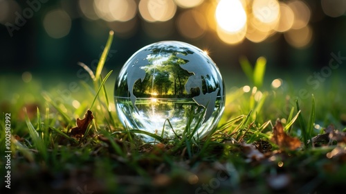 earth globe in the grass HD 8K wallpaper Stock Photographic Image