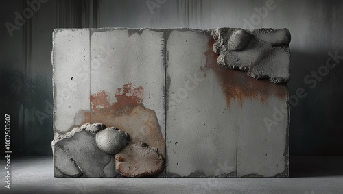 Grungy, textured brick wall with a small hole, aged and weathered with a vintage, rough surface