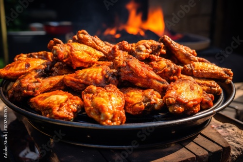 Close up of fried chicken wings