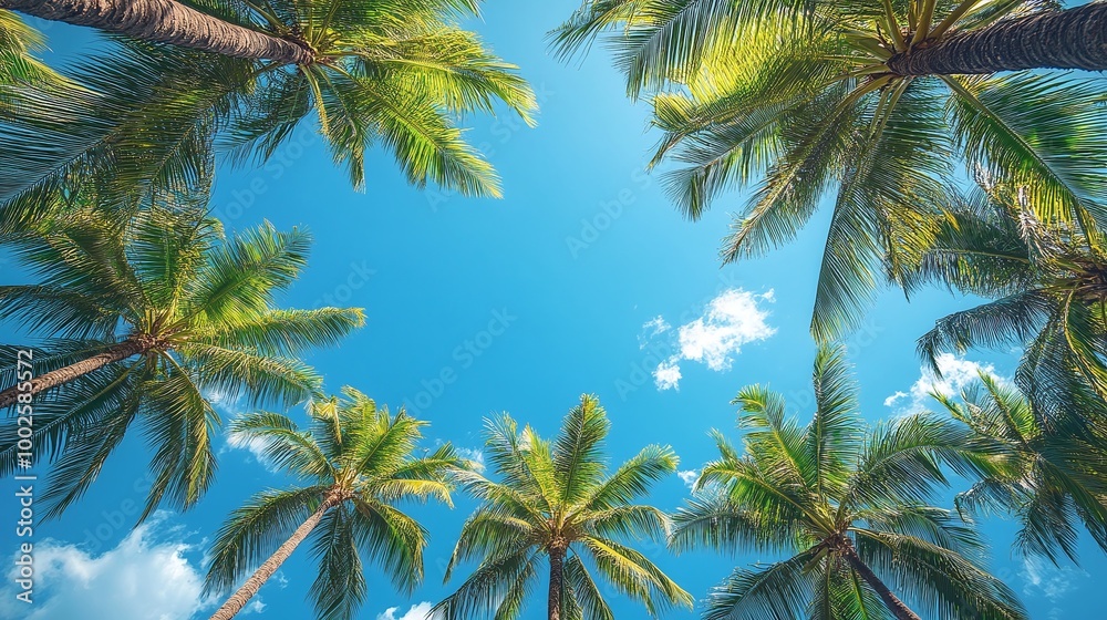 tropical paradise with palm trees and a cloudless blue sky, relaxing island view, sunny and peaceful landscape with lush greenery, perfect for a summer vacation or tropical nature escape tropical paradise with palm trees and a cloudless blue sky, relaxing island view, sunny and peaceful landscape with lush greenery, perfect for a summer vacation or tropical nature escape