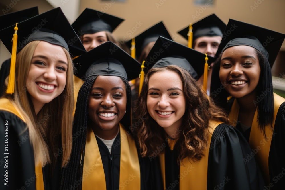 Smiling portrait of a diverse group of young graduates Smiling portrait of a diverse group of young graduates