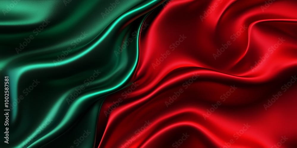 Obraz premium Green and red cloth waves
