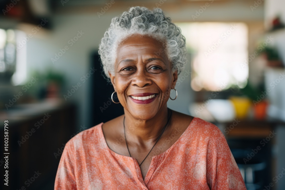 Smiling portrait of a senior African American woman in nursing home Smiling portrait of a senior African American woman in nursing home