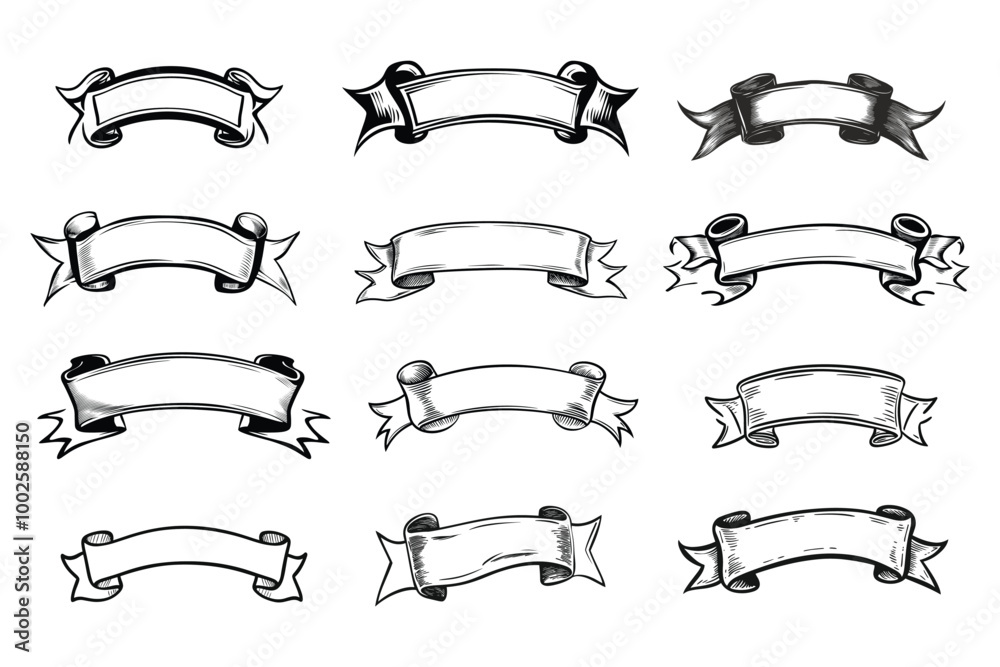 Ribbon Vector Outline Decorative Ribbon Vector Outline Decorative
