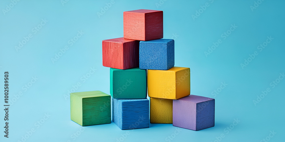 Colorful Wooden Building Blocks Game Colorful Wooden Building Blocks Game