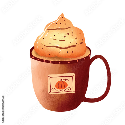 Pumpkin Spice Latte Autumn Coffee Drink  Vector Elements