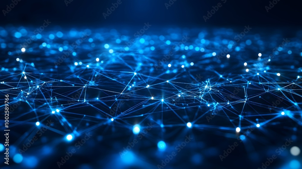 Abstract digital cityscape with glowing blue blocks representing buildings and network connections Abstract digital cityscape with glowing blue blocks representing buildings and network connections