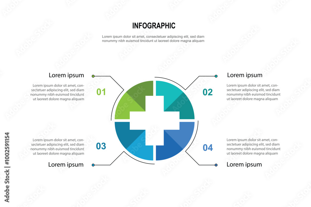 Obraz premium 4 step process on circle infographic with health concept 
