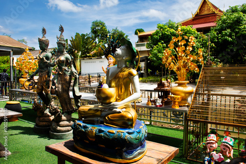 Phra upagupta Buddhist Maha Thera in Wat Maisupradit Tharam temple for thai people traveler travel visit respect praying blessing myth holy mystical worship in Nakhon Chai Si in Nakhon Pathom Thailand photo