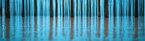 A flooded coastal forest with trees submerged in rising waters, symbolizing the environmental impact of global warming and sea level rise, rising sea levels, environmental change