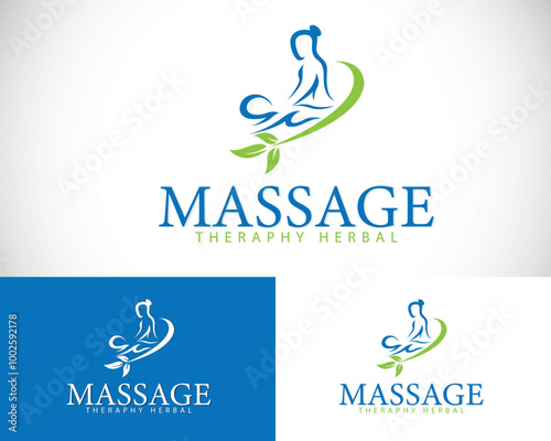 massage logo design creative nature care icon beauty spa