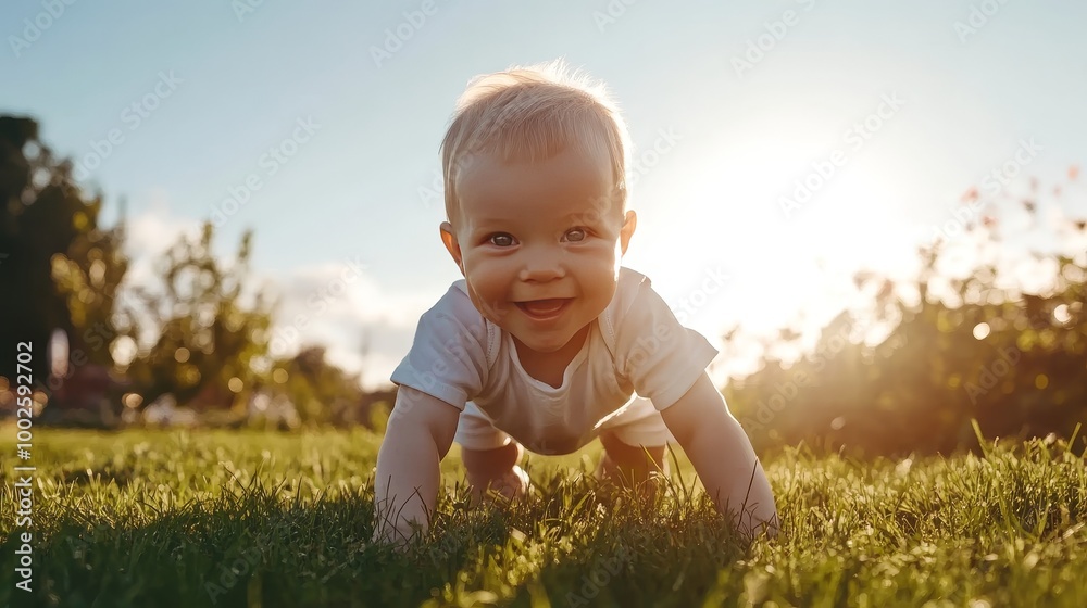A joyful little boy standing on his hands and having fun on the grass in a sunny park, capturing the essence of spring or summer playtime A joyful little boy standing on his hands and having fun on the grass in a sunny park, capturing the essence of spring or summer playtime