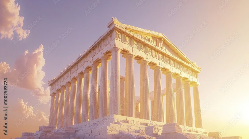 Obraz premium Iconic Parthenon at Sunset: Majestic Ancient Ruins of Athens