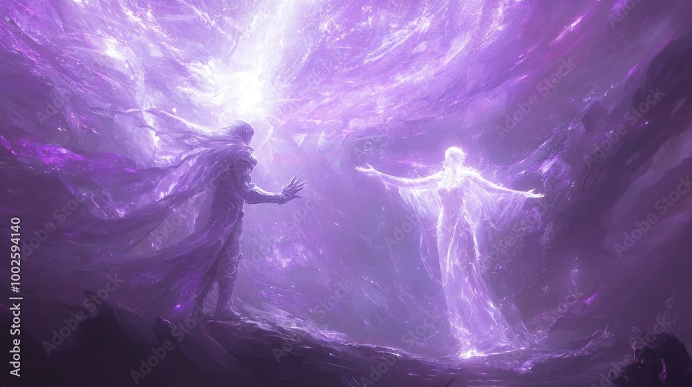 Enchantment of the Divine: Hero Embracing Power as Goddess Bestows Magical Weapon with Ethereal Glow and Swirling Energy Enchantment of the Divine: Hero Embracing Power as Goddess Bestows Magical Weapon with Ethereal Glow and Swirling Energy