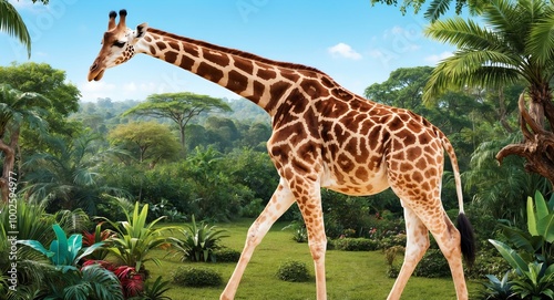 a majestic rothschilds giraffe gracefully photo