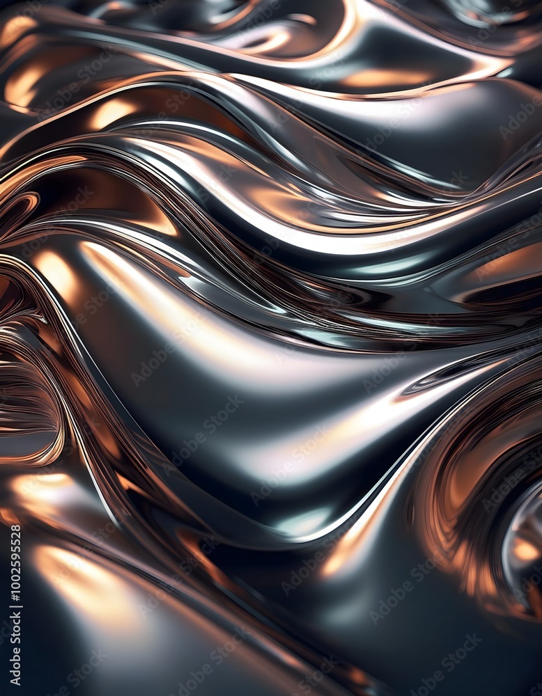 Silver melted liquid smooth glossy texture iron metal background. Shiny metallic motion wave pattern 3d wallpaper Silver melted liquid smooth glossy texture iron metal background. Shiny metallic motion wave pattern 3d wallpaper