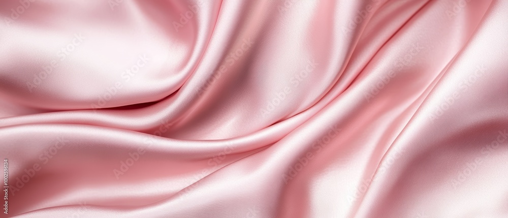 Obraz premium A close up of the texture and sheen on pink satin fabric, with its soft folds creating an elegant backdrop for product photography. The fabric's lustrous surface reflects light beautifully 