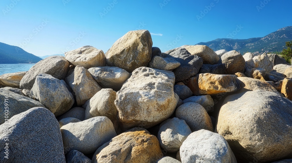 Big boulders and stones that are frequently utilized as breakwaters Big boulders and stones that are frequently utilized as breakwaters