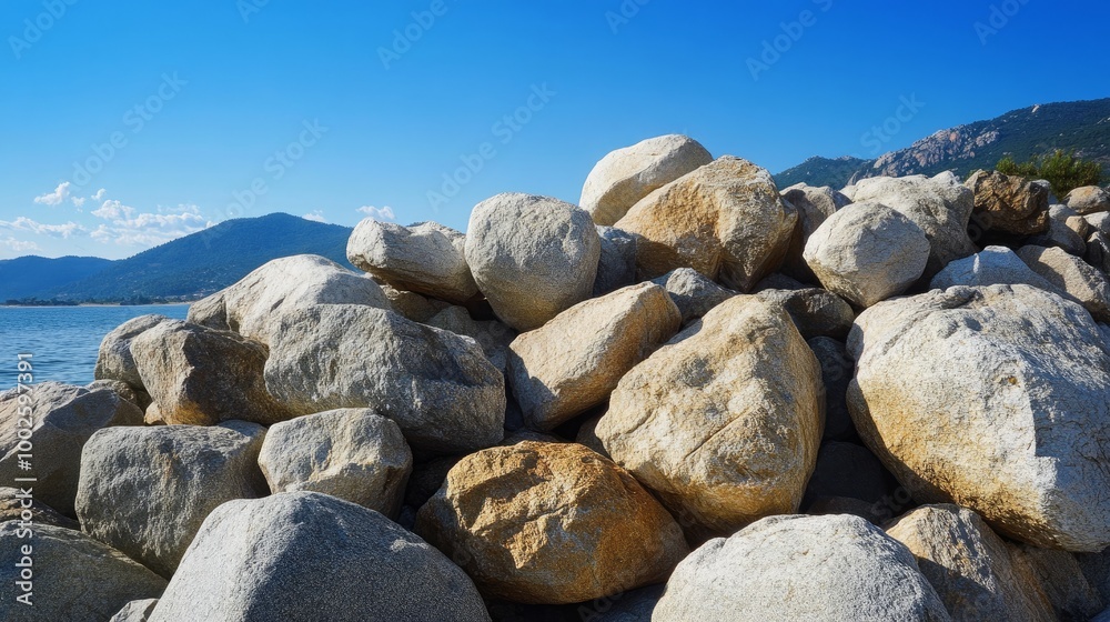 Big boulders and stones that are frequently utilized as breakwaters Big boulders and stones that are frequently utilized as breakwaters