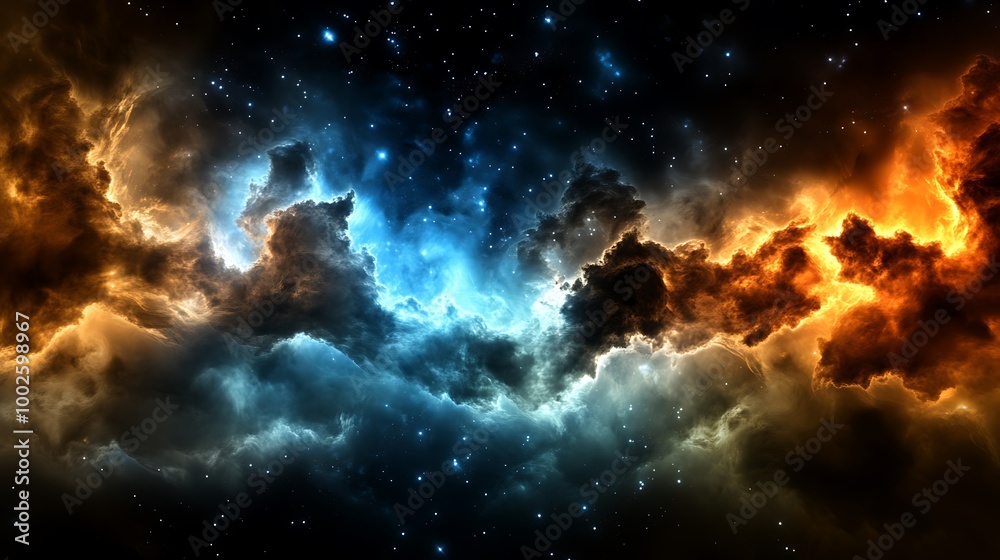 Cosmic Nebula with Stars and Clouds Abstract Space Background Cosmic Nebula with Stars and Clouds Abstract Space Background