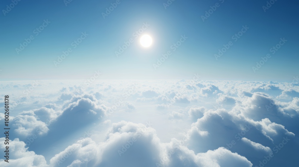 Naklejka premium A serene view above scattered clouds, the sky a rich blue