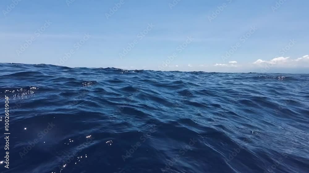 Waves on the surface of the ocean. High waves roll across the surface of the sea. Waves on the surface of the ocean. High waves roll across the surface of the sea.
